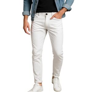 MASSIMO DUTTI Men’s White Textured Slim Fit Jeans Made In Turkey Size 34